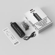 OXVA Oneo vaping device and accessories with packaging on a light gray background