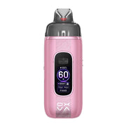 A Vprime 2 Vape Kit in pink and gray Oxva vape device with a digital display screen showing 60W, set against a plain white background.