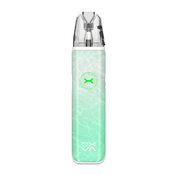Mint green oxva xlim go 2 vape device with a clear top section on a white background