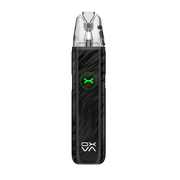 Black wavy pattern xlim go 2 vaping device with a green logo on a white background