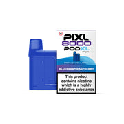 Blue Pixl 8000 Pod XL vape pod with packaging on a white background