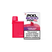 Red Pixl 8000 Pod XL vape pod with packaging on a white background