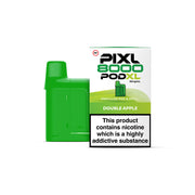 Green Pixl 8000 Pod XL vape pod with packaging on a white background