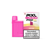 Pink Pixl 8000 Pod XL vape device with packaging on a white background