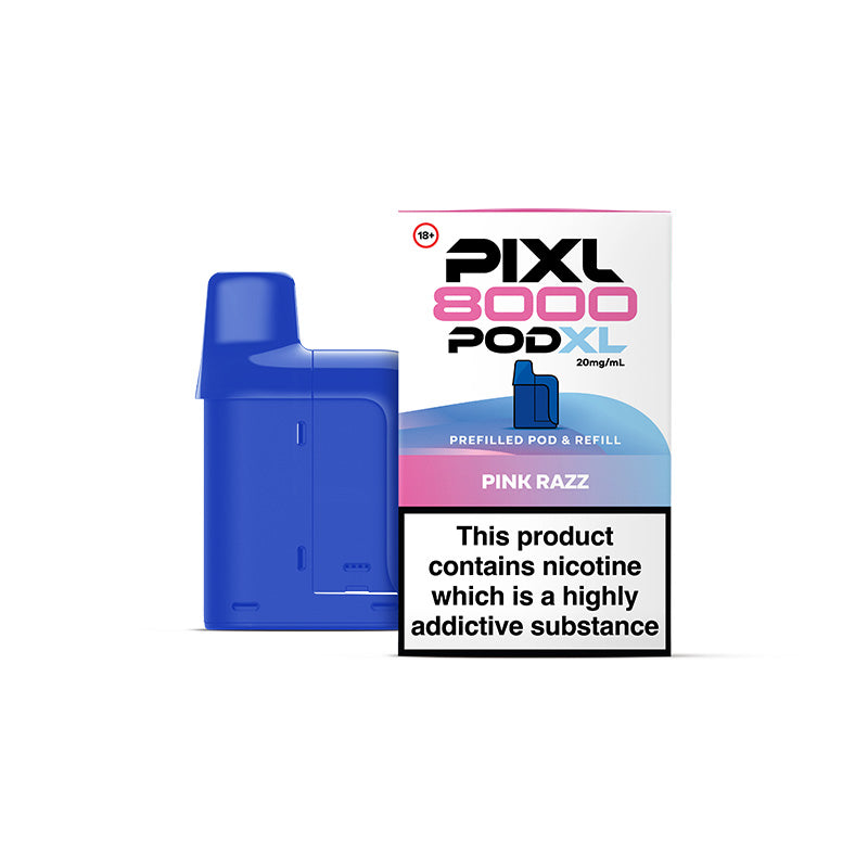 Blue Pixl 8000 Pod XL Prefilled Pod & Refill with packaging on a white background