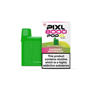 Green vape pod and packaging with 'Pixl' branding on a white background