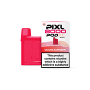 Red Pixl 8000 Pod XL vape pod with packaging on a white background