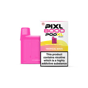 Pink PIXI L8000 POD XL vape pod with packaging on a white background