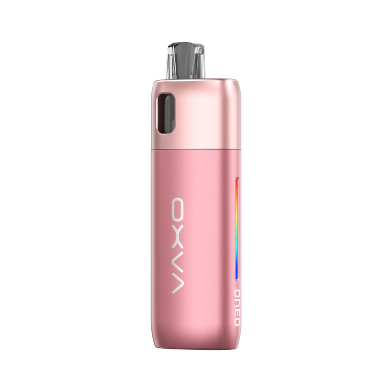 Pink Oneo vape device with OXVA branding on a white background