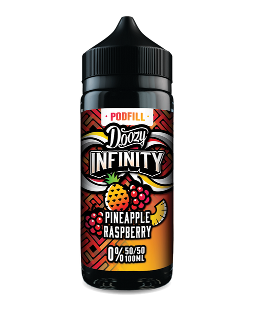 100ml Doozy Infinity Pod Fill – Pineapple Raspberry vape juice, 50/50 VG/PG tropical e-liquid for pod kits