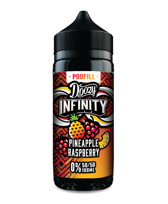 100ml Doozy Infinity Pod Fill – Pineapple Raspberry vape juice, 50/50 VG/PG tropical e-liquid for pod kits