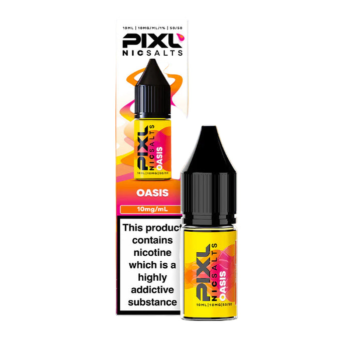 PIXL Nic salts Oasis nicotine product with packaging on a gradient background