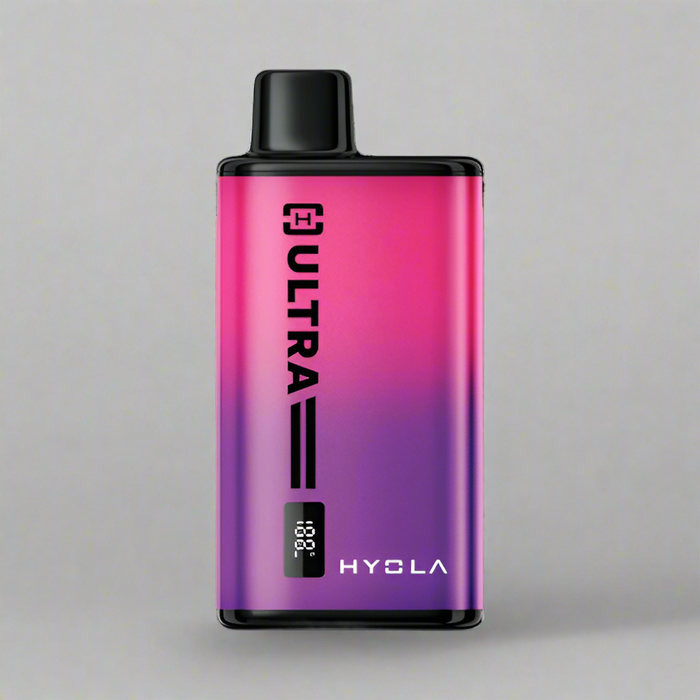 Vape device with gradient pink to purple design on a gray background Raspberry Edition HYOLA ULTRA