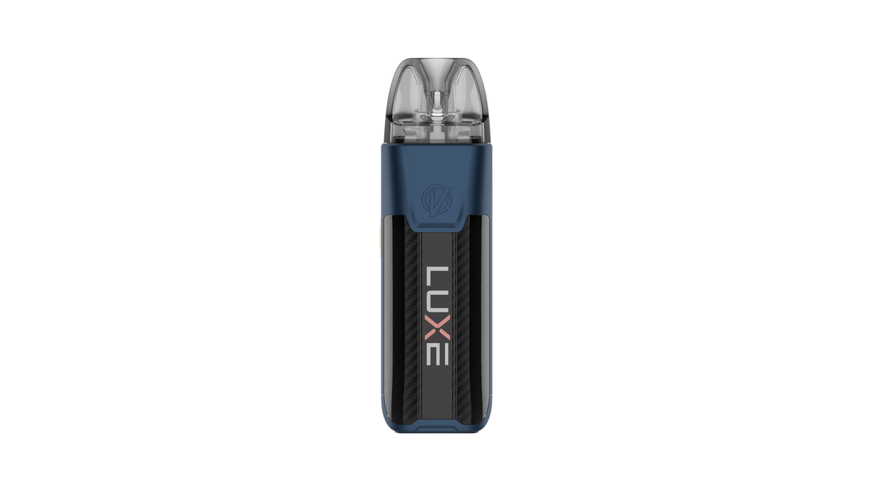 Blue XR Max 2 vape device with vaporesso 'LUXE' branding on a white background