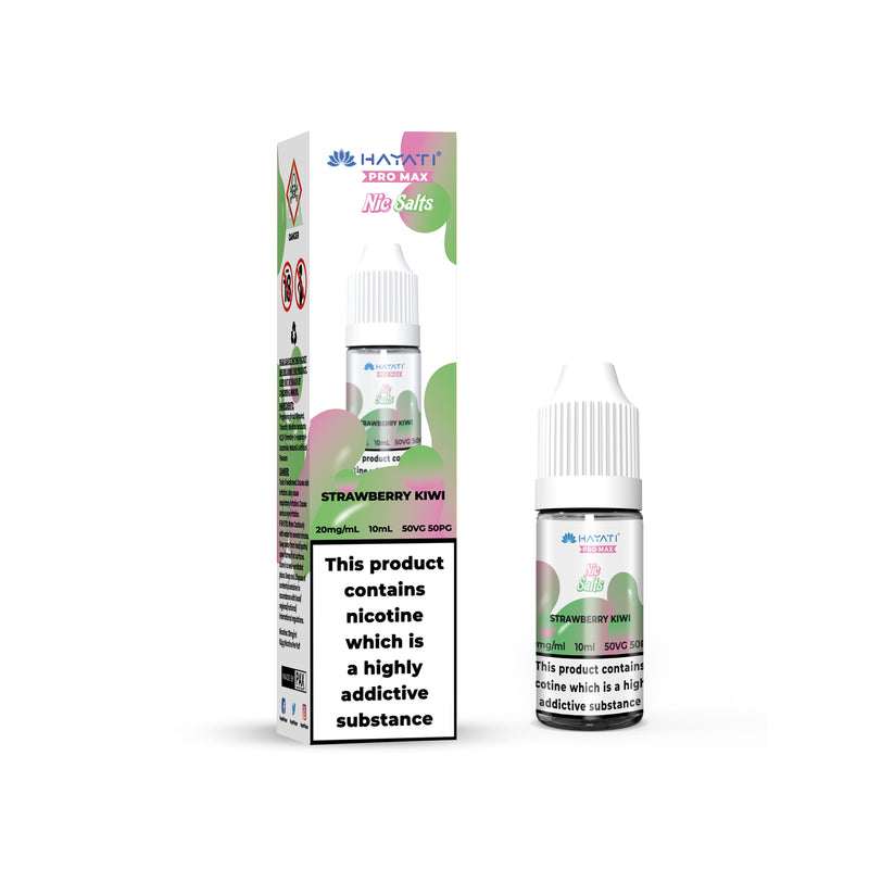 Hayati Strawberry Kiwi e-liquid bottle and packaging on a white background