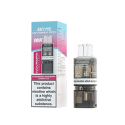 Juicy Pod Novamax Strawberry Raspberry Cherry Ice vape pod with packaging on a white background