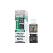 Juicy Pod Novamix Strawberry Watermelon vape pod with packaging on a white background