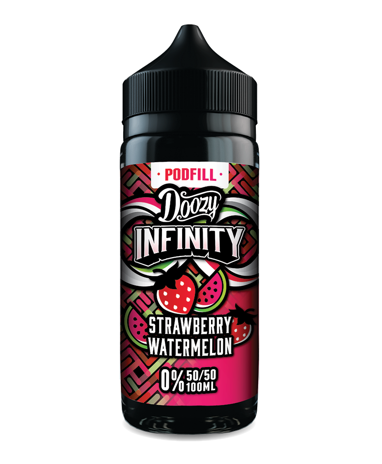 100ml Doozy Infinity Pod Fill – Strawberry Watermelon vape juice, 50/50 VG/PG for pod kits and MTL vaping