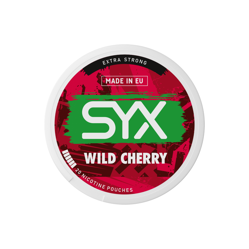 Syx Nicotine Pouch Freeze in white writing on a red tub extra strong strength