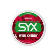 Syx Nicotine Pouch Freeze in white writing on a red tub strong strength