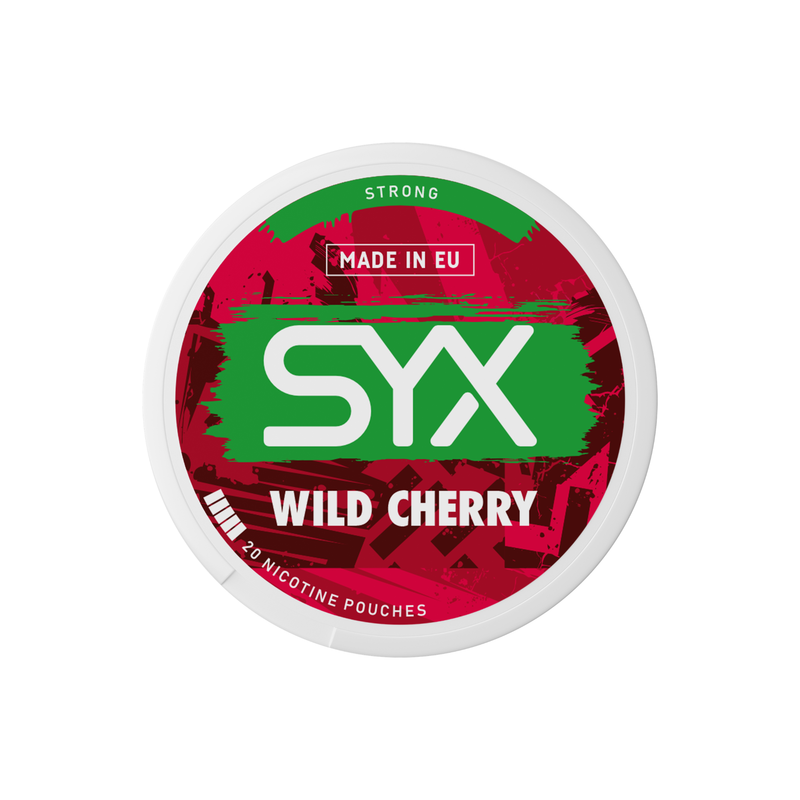 Syx Nicotine Pouch Freeze in white writing on a red tub strong strength