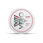 Velo Nicotine Pouch Freeze  in sliver writing on a white tub 5 dot strength