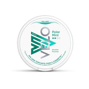 Velo Nicotine Pouch polar Mint in sliver writing on a white tub 2 dot strength