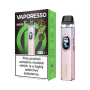 Vaporesso XROS 6 vaping device dreamy pink and packaging on a white background