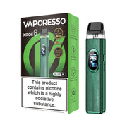 Vaporesso XROS 6 vaping device green and packaging on a white background