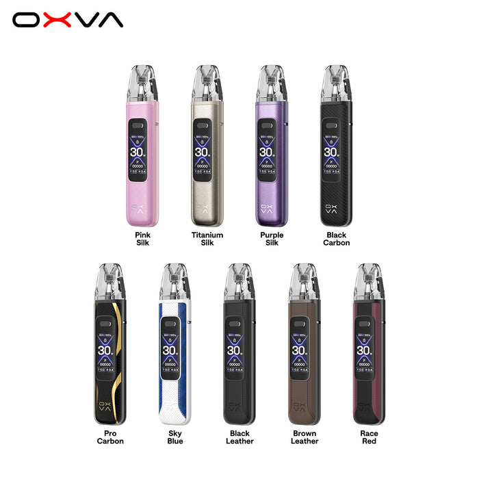OXVA Xlim Pro 3 vaping devices in various colors on a white background