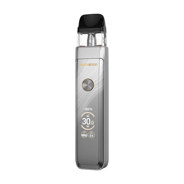 Silver  Xros Pro 2 vape device with vaporesso brand logo on a white background
