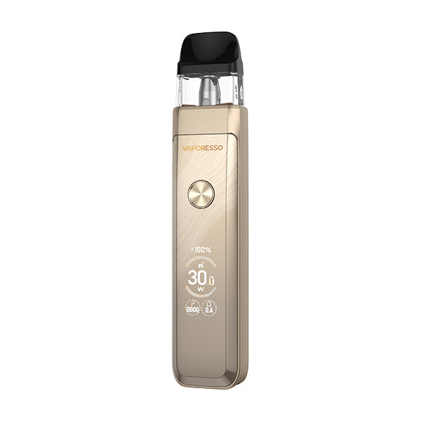 gold Xros Pro 2 vape device with vaporesso brand logo on a white background