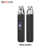 OXVA Xlim Pro 3 vaping device with black leather finish on a white background