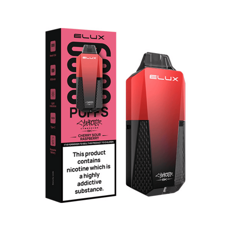 Cherry Sour Raspberry Elux Cyberover 6k Disposable Vape