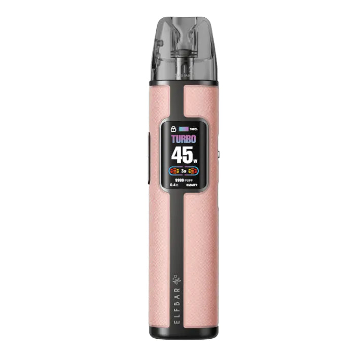 Elfx Pro Pink vape device with digital display on a white background