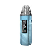 Luxe X3 Blue vape device with a digital display on a white background