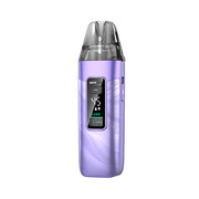 Luxe X3 Purple vape device with digital display on a white background