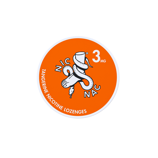 Nic Nac Nicotine Lozenges tangerine in white writing on a orange tub 3mg