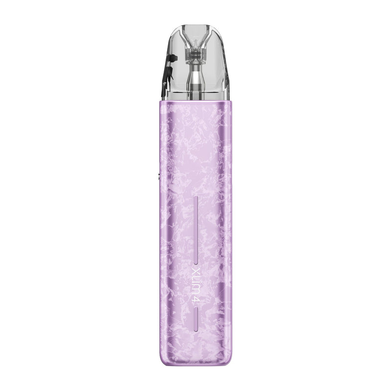 OXVA Xlim 4 in Nacre Purple, back view with Xlim 4 logo