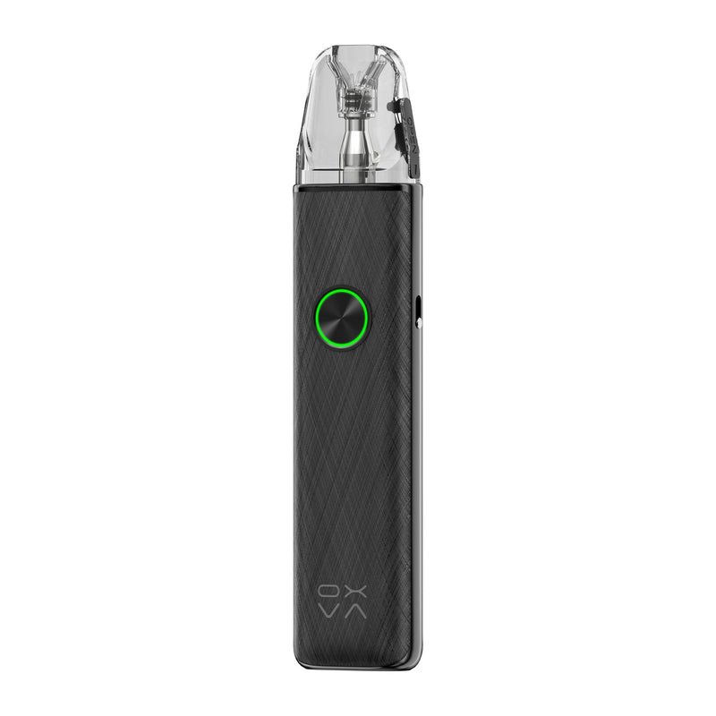 OXVA Xlim 4 in Silken Black Leather, angled side view