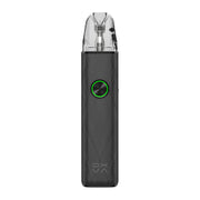 OXVA Xlim 4 pod vape kit in Silken Black Leather, front view showing the ring light button