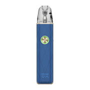 OXVA Xlim 4 pod vape kit in Silken Blue Leather, front view showing the ring light button