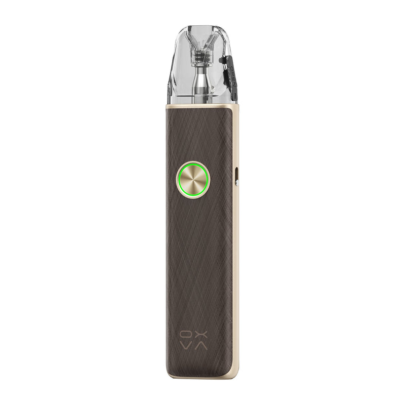 OXVA Xlim 4 in Silken Brown Leather, angled side view