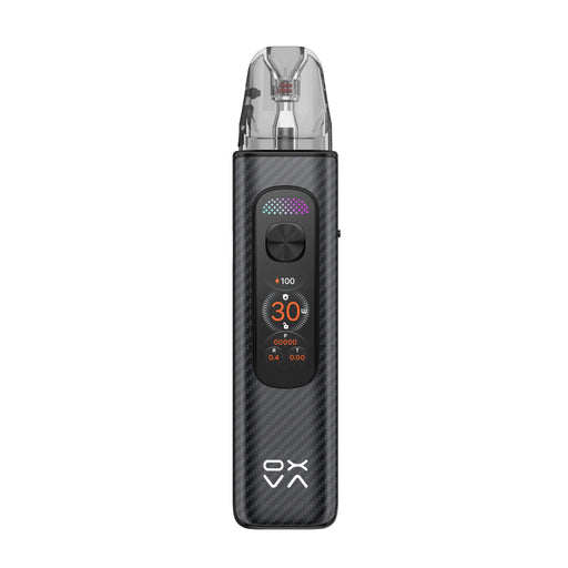 OXVA Xlim Pro 4 pod vape kit in Black Carbon, front view showing the colour screen
