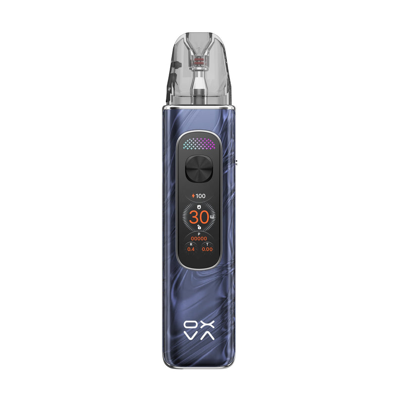 OXVA Xlim Pro 4 pod vape kit in Flowing Dark Blue, front view showing the colour screen