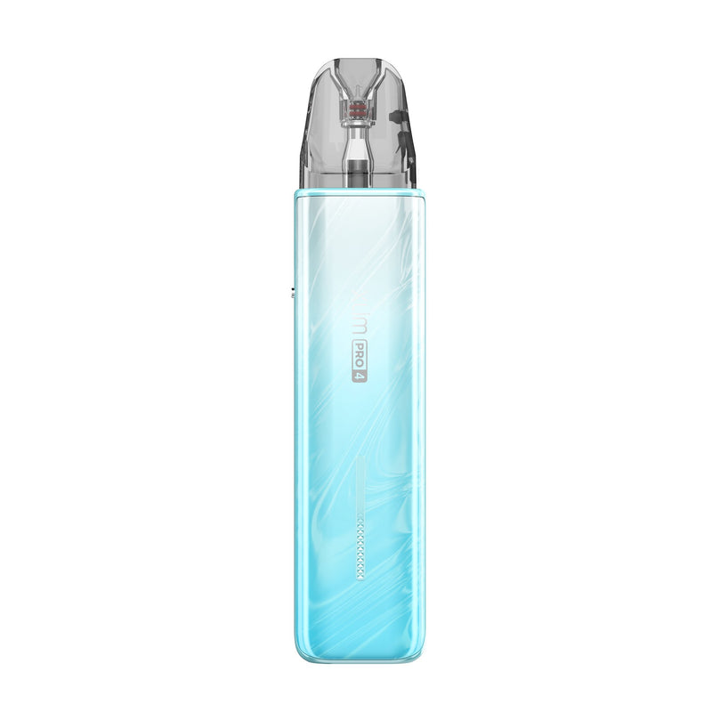 OXVA Xlim Pro 4 in Flowing Ice Blue, back view with Xlim Pro 4 logo