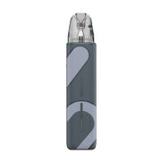 OXVA Xlim Pro 4 in Glacier Grey Leather, back view with Xlim Pro 4 logo