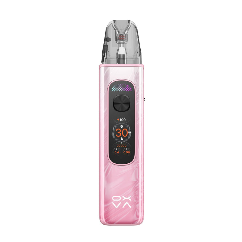 OXVA Xlim Pro 4 pod vape kit in Flowing Rose Pink, front view showing the colour screen