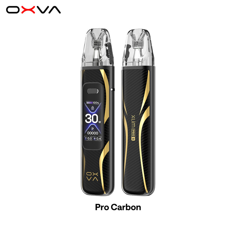 OXVA Xlim Pro 3 Pro Carbon vaping device on a white background