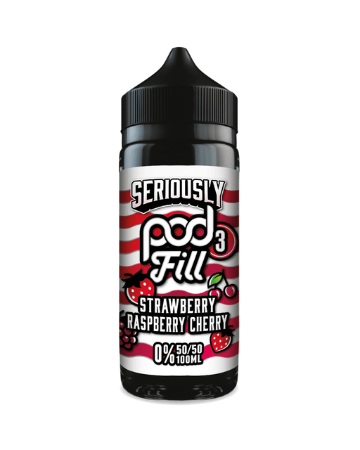 Vape liquid with 'Seriously Pod Fill' branding on a white background